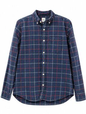 GAP, Long Sleeve Button Down Shirt, Windowpane Plaid Men's US Medium